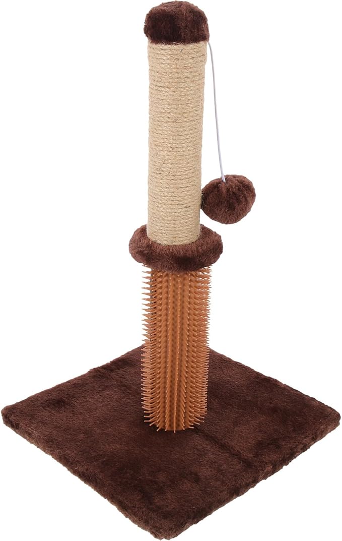 VOSAREA Cat Scratching Post Sturdy Floor Scratching Pole with Palm Plush Cover, Reusable Kitten Accessory for Indoor Cats, Comfortable Climbing Scratcher for Daily Use