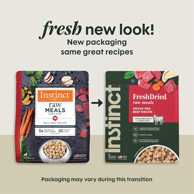 Instinct FreshDried Bites, Natural Freeze-Dried Dog Food, Grain Free - Real Beef, 45 oz. Bag