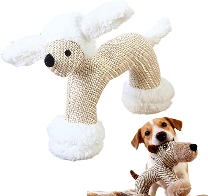 Linen Safari Companions Dog Toys, Durable Linen Dog Toy with Squeaker for Small Medium Large Dogs, Chew Resistant Animal Shaped Toys for Aggressive Chewers Puppy Anxiety Relief (Sheep)