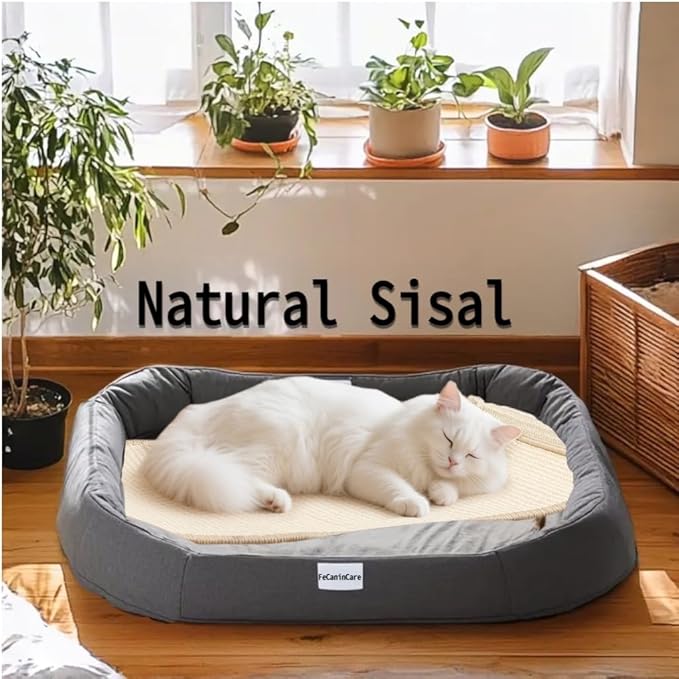 Upgraded Extra-Large Cat Scratcher Bed, Sisal Cat Scratchers Lounger for Indoor Cats Hammock Stand, Durable & Sturdy Scratch Pad Natural Sisal Cats Scratching Post (sisal)