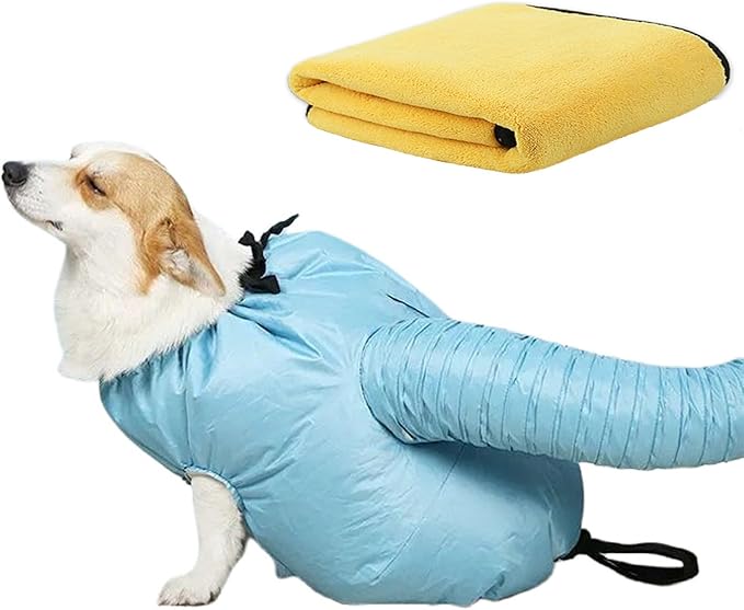Dog Dryer and Cat Dryer Pet Drying Bag with 23.6 in Drying Towel Quick Drying Kit for Dog Afraid of Hairdryers (XL)