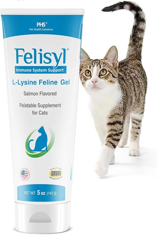 L-Lysine Gel for Cats & Kittens (5oz) – Immune System, Respiratory & Eye Health Support. Reduces Sneezing, Runny Nose & Watery Eyes. Daily Salmon-Flavor Supplement – Made in USA (1 Pack)