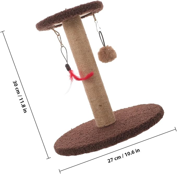Cabilock Cat Scratching Post and Kitten Scratcher Pole with Natural Sisal Rope, Multifunctional Household Scratching Furniture for Indoor Cats, Sturdy Brown Round Claw Scratcher for Daily