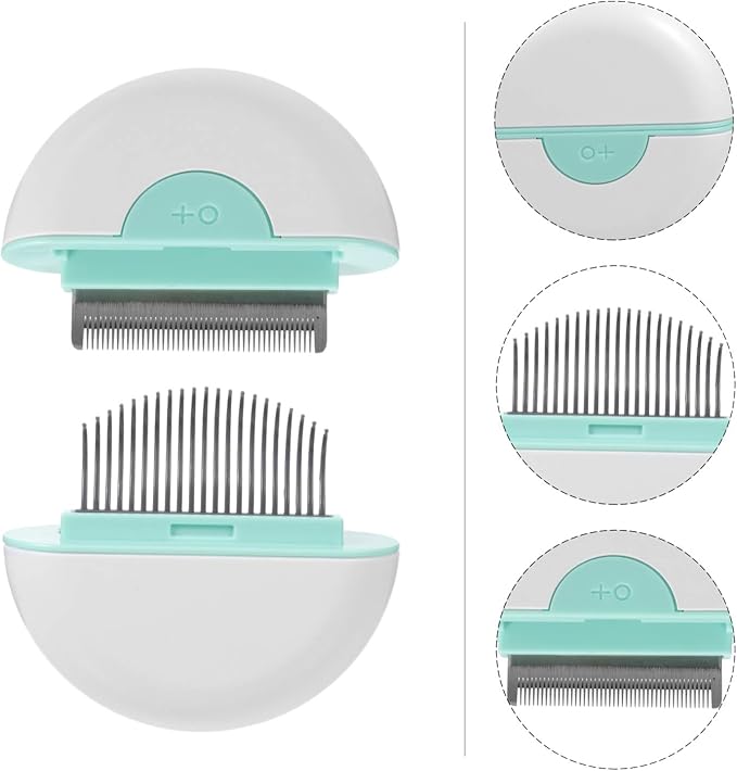 Cat Hair Comb with Massage Brush Stripping Tool for Grooming Cat Cleaning Comb for Shedding Dematting Premium Pet Grooming Tool in Mint Green