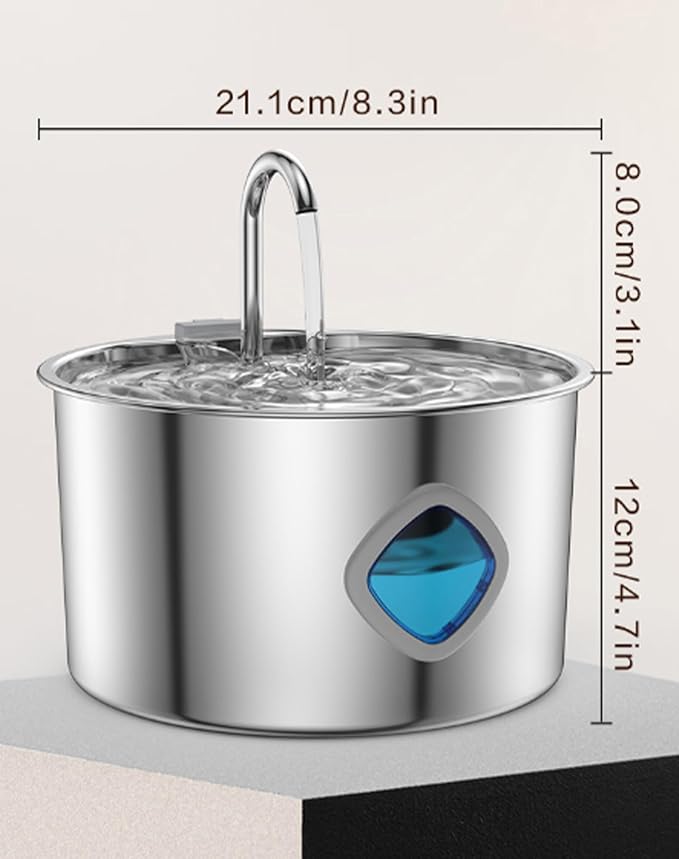 Vetiflow - Vetiflow Dog Water Bowl 3.2L, Stainless Steel Water Bowl with Continuous Flow & 4-Stage Filtration, Quiet Pump, Easy-Clean Design, Fresh Drinking Fountain for Dogs Cats (+12 Filters)
