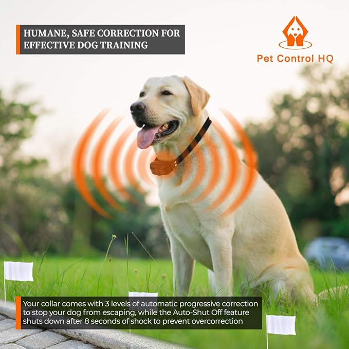 Dog Collar Replacement for Pet Control HQ Dual Wireless Electric Fence for Dogs & Remote Dog Training Collar - Safe, Rechargeable, Waterproof w/Electric Shock, Beep & Vibration - Small & Large Dogs