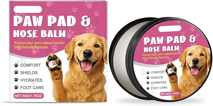 Paw Pad and Nose Balm, Deep Moisturizing Pet Care Formula, Skin-Friendly Protection for Dogs and Cats, Pink, 50g/1.76oz