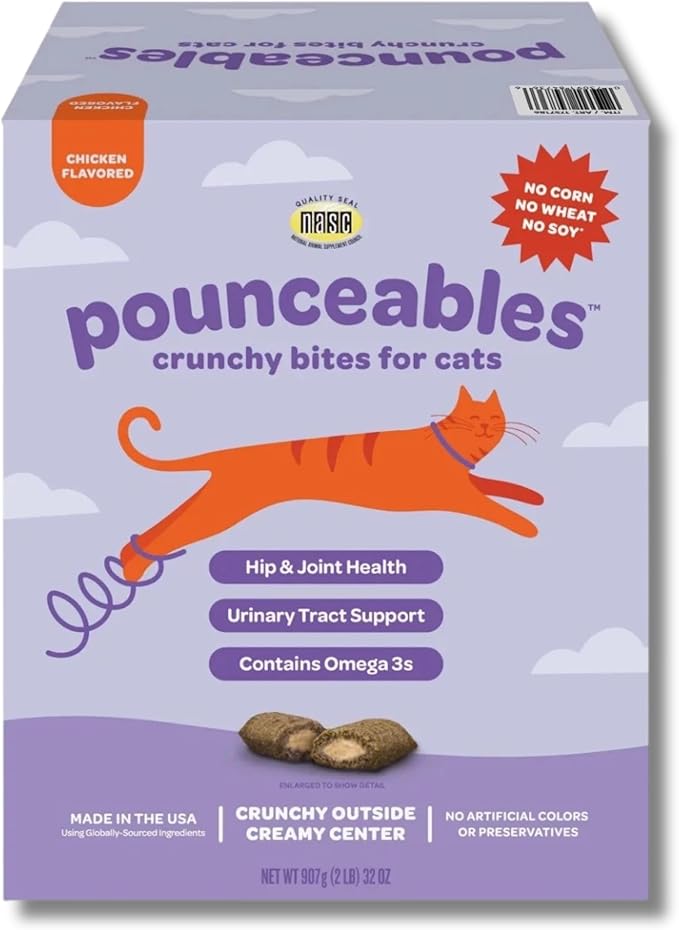 Crunchy Cat Treats, Chicken Flavor, Hip and Joint Health, Urinary Tract Support, Large 32oz Box