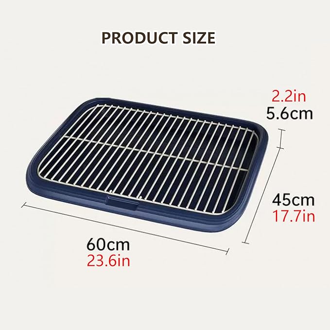 Dog Potty Tray with Guide Pillar, Large Indoor Pet Pee Pad Holder, Removable & Washable Puppy Training Toilet for Housebreaking Supplies Blue