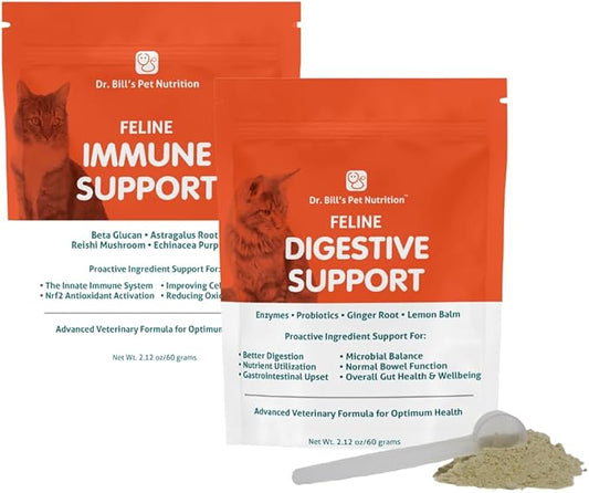 Feline Digestive & Immune Support Bundle | Cat Probiotics, Enzymes, Colostrum & Antioxidants for Gut Health, Strong Immunity & Faster Recovery | Vet-Formulated Cat Supplements