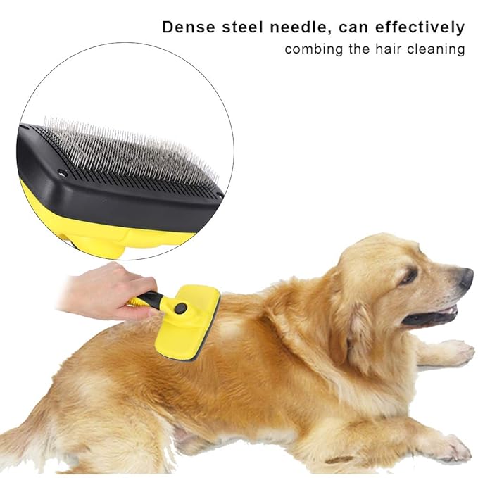 Pet Open Knot Comb, Automatic Hair Removing Grooming Tool for Cats and Dogs, Ergonomic Handle with One - Press Cleaning Button, Dense Steel Teeth for - Free Care