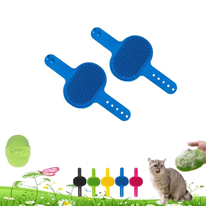 Silicone Grooming Strap Pad for Cats, 2-in-1 Self-Groomer, Adjustable Silicone Pet Grooming Tool, Soft Pet Face Scratcher Rubber Massager for Indoor for Cats & Dogs