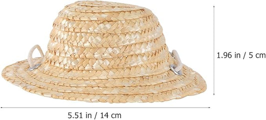 Pet Straw Sunshade Hat for Dogs and Cats, Woven Straw Hat with Cotton Rope, Small Size, Casual Outdoor Dress-up Accessory for Summer Pet Supplies Random Color