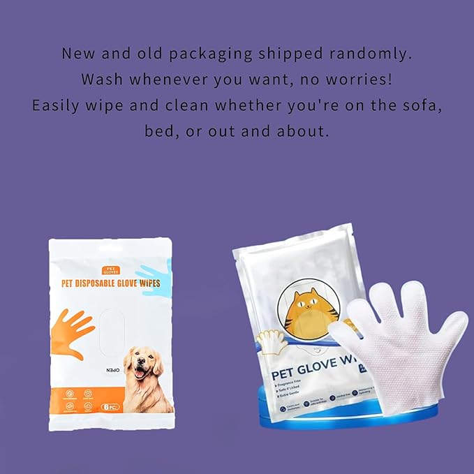 Odor-Removing Pet Grooming Gloves, Nourishing Waterless Portable Grooming Tool, Refreshing and Water-Free, for Cats and Dogs (18pc)