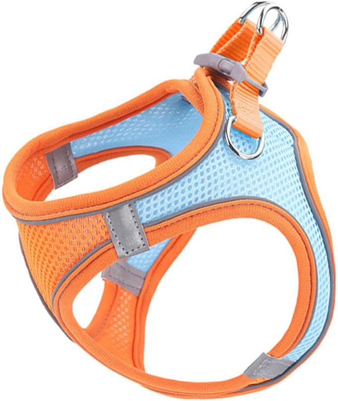 SUPVOX Pet Vest Leash with Reflective Breathable Mesh, No Pull Dog Harness and Puppy Walking Leash, Medium Size, Orange Set for Safe Outdoor Pet Supply