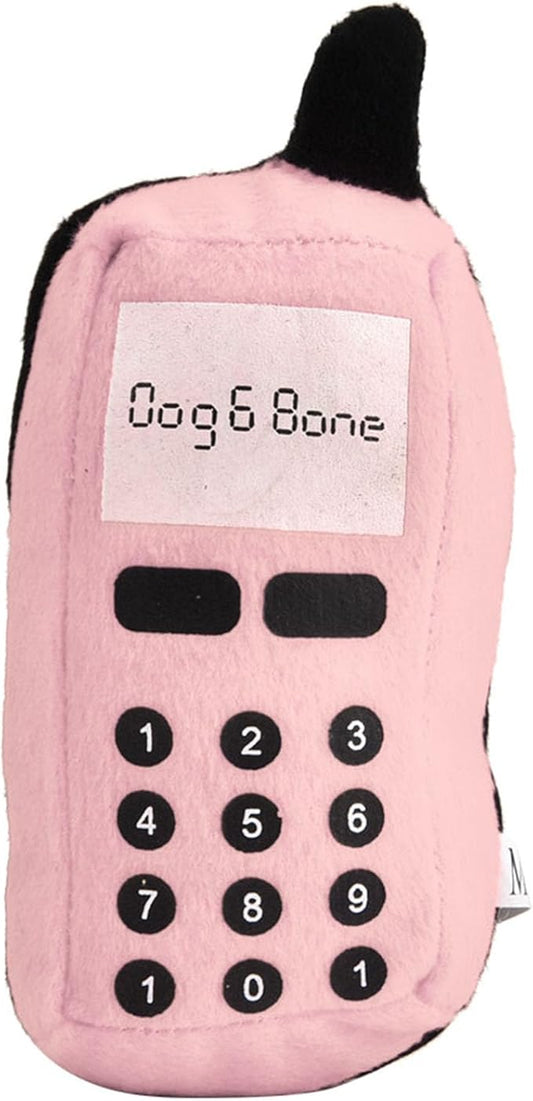 F&Yard Pet Chew Accessory Plush Phone Shape Squeaky Bite Item for Dogs and Cats, Soft Pet Play Supply (Pink)
