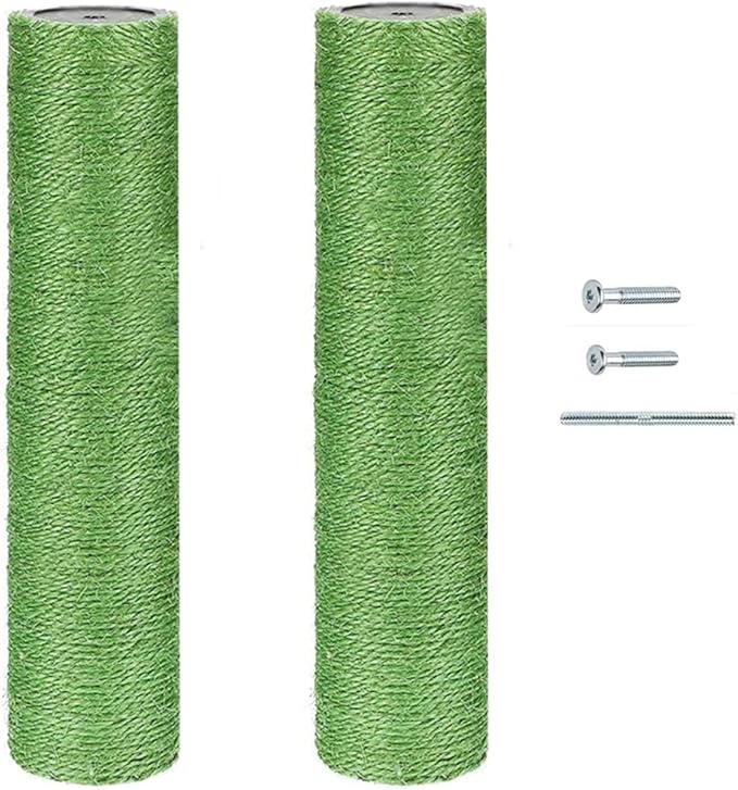 2-Pack Cat Tree Replacement Post 17.75" L, 2.75" Ø Green Cat Scratching Post Replacement Pole with M8 Screw