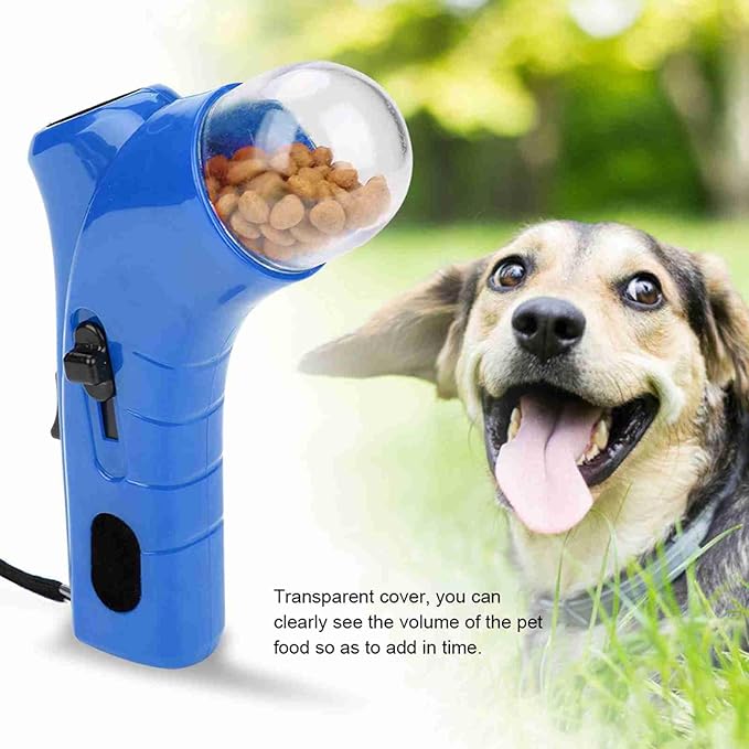 Pet Treat Launcher Funny Dog Food Catapult Puppy Snack Dispenser Handheld Dog Food Feeder Pet Training Interactive Toys(Blue)