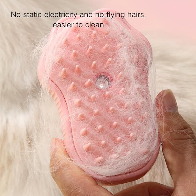 Cat Steam Brush - 3 In1 Steamy Cat Brush, Self-Cleaning Steamy Tool for Massage, Multifunctional Grooming for Removing Tangled and Loose Hair (Pink)