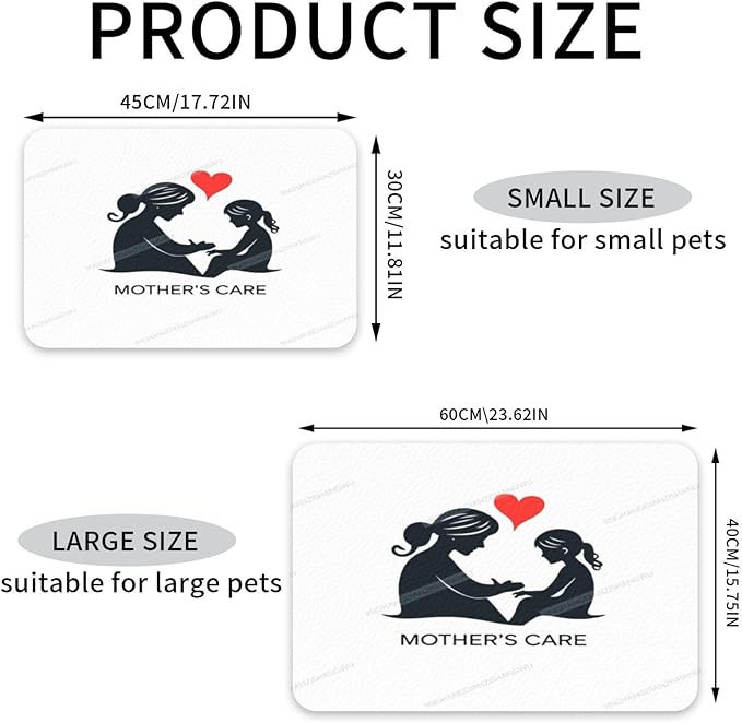 Dog Food Mat Happy Mother's Day Floral Gift for Mom in Absorbent Water Bowl Mats Cat Pet Feeding Placemats 18X12In