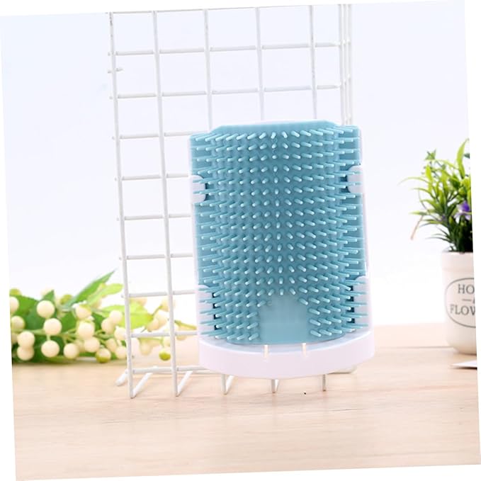 Cat Self Grooming Massage Brush Rubber Bristles Wall-Mounted Cat Supplies for Easy Shedding Removal and Relaxation Light Blue