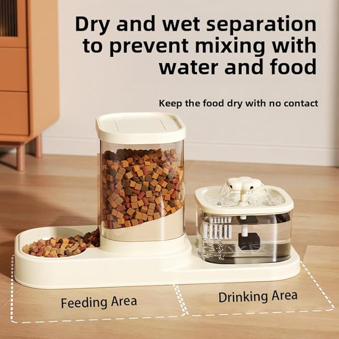 Automatic Cat Food Feeder and Water Circulation Drinker 2-in-1 Set Large Capacity Drinker Suitable for Pet Dogs, Puppies, Kittens
