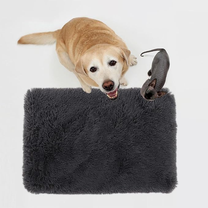 Plush Dog Bed Mat with Deep Sleep Cushion, Washable Pet Sofa Mat for Dogs and Cats, Medium 50x40x5cm, Dark Gray Comfortable Nest Pad for Puppy and Pet Supplies