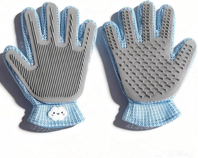 Gentle Pet Hair Removal Glove - Efficient Cat & Dog Mitt Brush for Shedding - Grooming and Deshedding Tool for Long or Short Fur Pets - Perfect for Bathing & Massage (one Piece)
