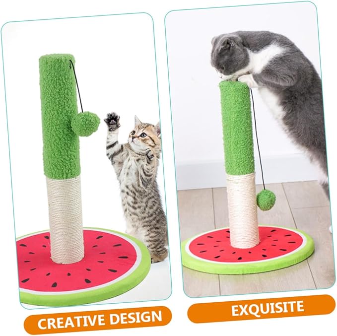 Beaupretty Cat Scratching Post and Climbing with Sisal Material Watermelon Design Interactive Cat Activity and Kittens for Claw Grinding and Self Grooming