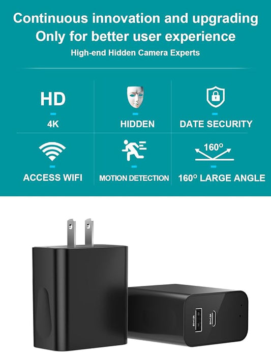 160° Wide Angle 4K HD Charger Camera Not Support 5G WiFi
