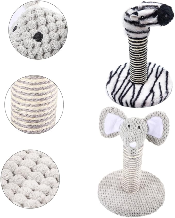 GLEAVI 2pcs Cat Scratching Posts with Animal Patterns Vertical Cat Climber and Comfortable Floor Scratching Pole and Kittens Small Size
