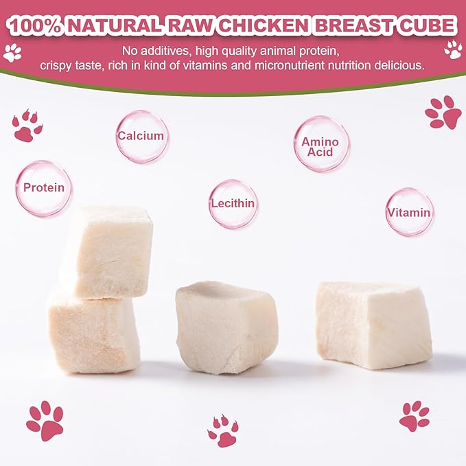 Freeze Dried Chicken Breast - Single Ingredient Cat and Dog Treats Natural Animal Protein Healthy Tasty Snacks for Training (113g)