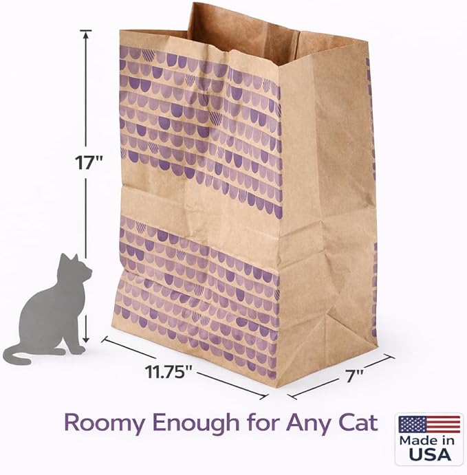 Catnip Infused Crinkly Paper Bag Cat Toys - All Natural & Recycled Materials - Made in USA - Interactive Hide and Seek for Indoor Cats and Kittens (4-Bags, Catnip)