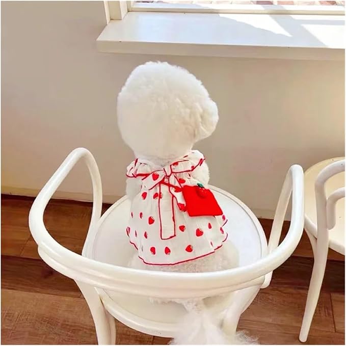 Pet Clothes Bowknot Strawberry Dog Dress Cat Princess Dresses Chihuahua Yorkshire Sweet Skirts Puppy Supplies(X-Large)