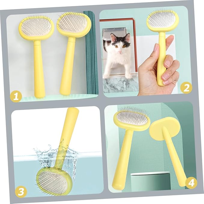 Toyvian Plastic Cat and Dog Grooming Comb Long Handled Loose Hair Remover for Matted Pet Supplies for Daily Grooming and Bathing Cat Comb Massage Effect