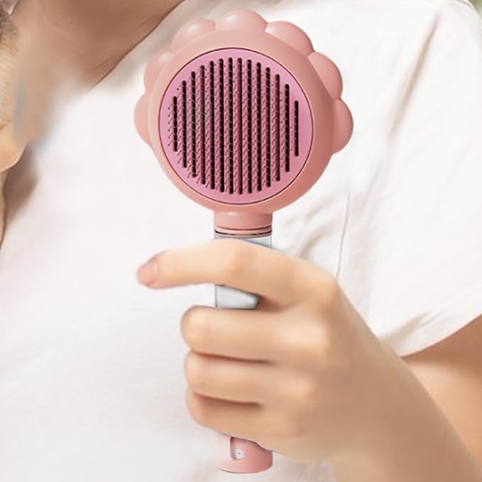 Pet Spray Hair Removal Comb, Dogs and Cats to Remove Tangled and Loose Hair, Self Cleaning Cat Grooming Brush for Massage, Deshedding Dog Brush for Pets Cats Dogs (pink)