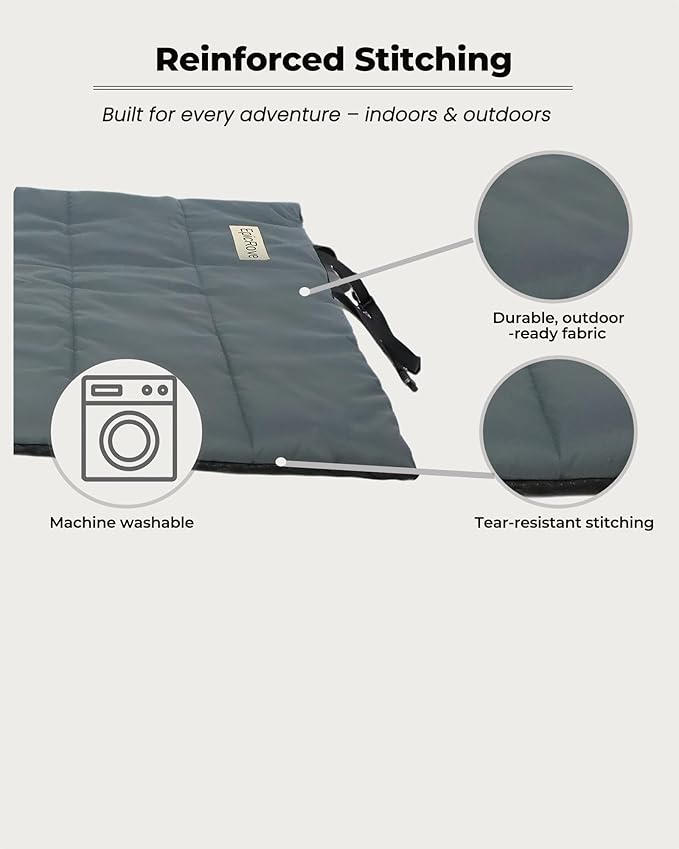 RovePad Trail Dog Bed Mat 43"x27" – Waterproof Non Slip Outdoor Travel Mat for Camping & Car – Silent Peachskin Roll-Up Pad for Medium & Large Dogs, Machine Washable