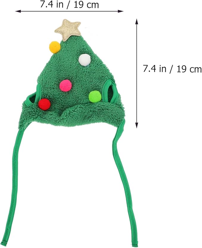 Dog Christmas Hat and Xmas Pet Hat with Pom-poms, Small Size Green Holiday Party Costume for Cats and Dogs, Festive Pet Supplies for Seasonal Celebration