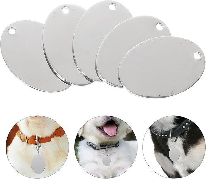 10pcs Stainless Steel Pet Id Tags 43x29mm Metal Collar Accessories for Pets Supplies