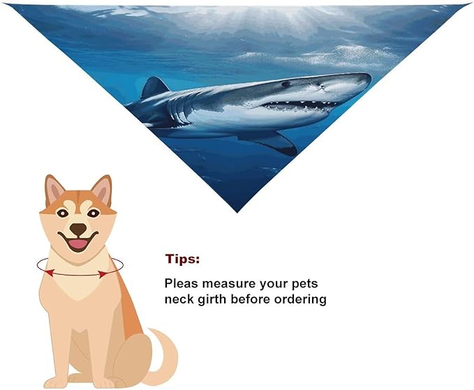 Dog Bandana Spring Pet Scarf Adjustable Triangle Ocean Sea Animal Shark Printing Dog Bib Washable Polyester Puppy Bandana for Small Medium Large Dogs Cat Birthday Party Supplies