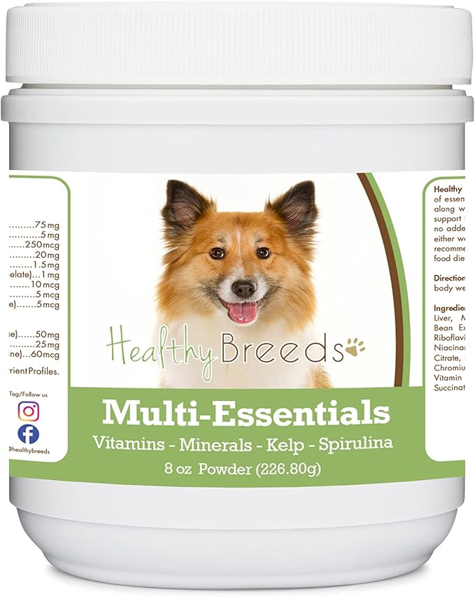 Healthy Breeds Icelandic Sheepdog Multi-Essentials Powder for Dogs - an Ideal Supplement of Vitamins, Minerals & Antioxidants for Your Dog - 8 oz