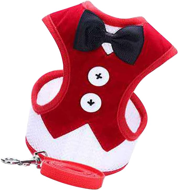 Dog Harness Leash, Breathable Fabric Bow Tie Harness Set, Colorful Sturdy, for Medium Large Dogs Walking Pet Supplies (L)
