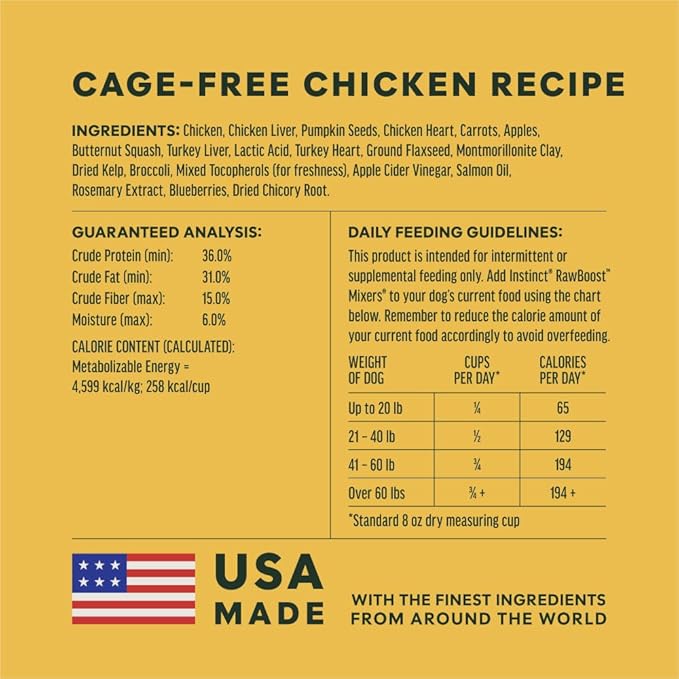 Instinct RawBoost Mixers, Freeze Dried Dog Food Topper, Grain-Free - Cage Free Chicken, 6 oz. Bag