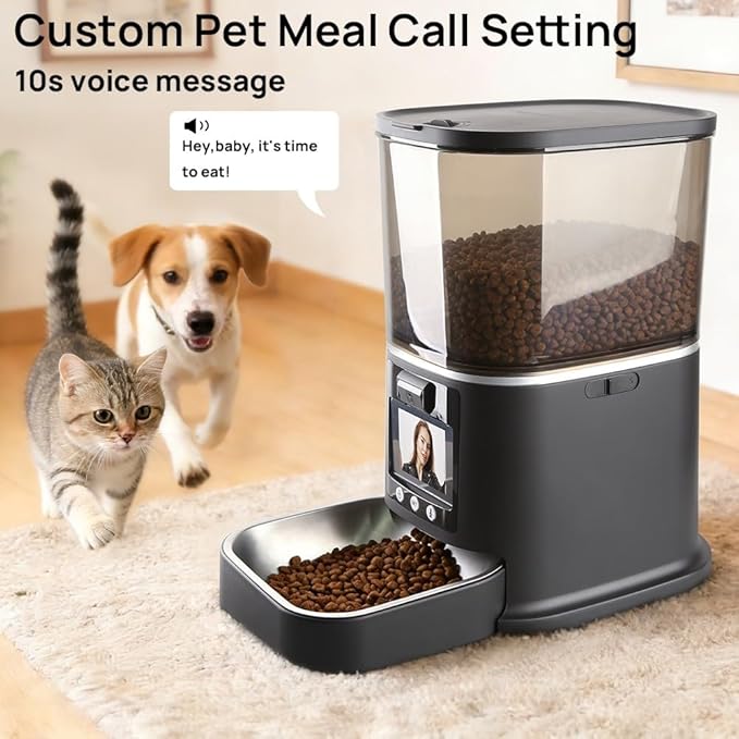 5L Automatic Cat Feeder with Camera, Two-Way Video 3MP HD & Audio, 5G WiFi Automatic Dog Feeder with Night Vision, Cat Food Dispenser with Dog Food Container for Multiple Pets