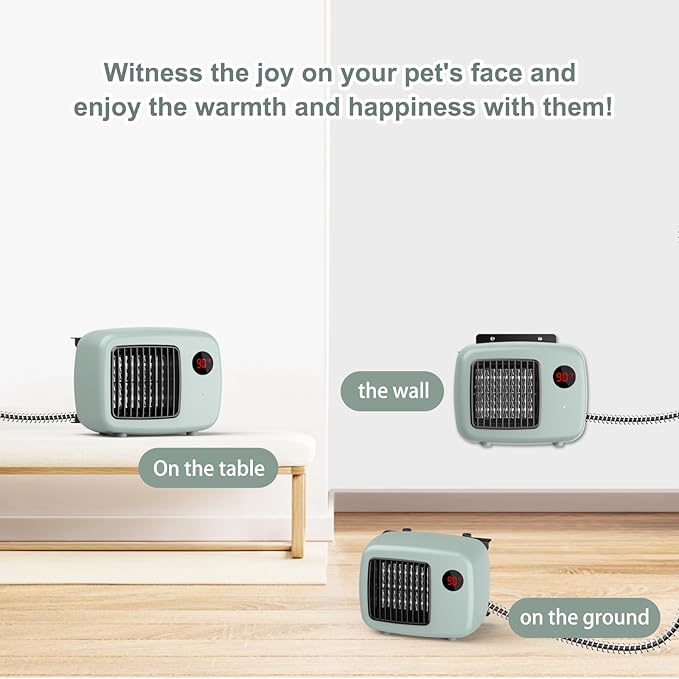 600W Dog House Heater,Anti-Bite Cord Heated Dog House,Wall-Mounted Dog Heater,Keep Your Pet Warm and Happy UL Tested for Safety (green)