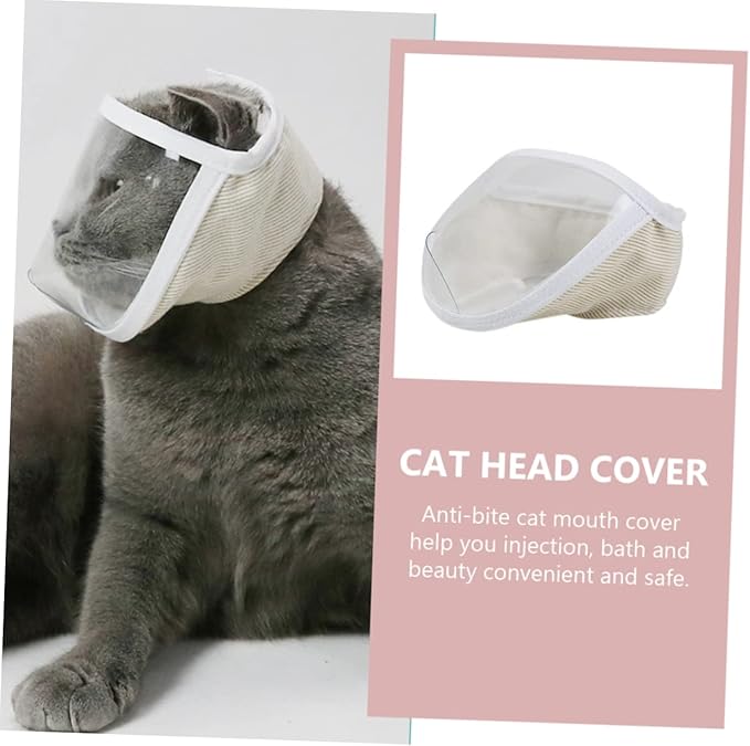 Kisangel Cat Muzzle Cover Breathable Biting Cat Head Protector Scratch Prevention Design Safe PET Mouth Cover for Grooming and Travel