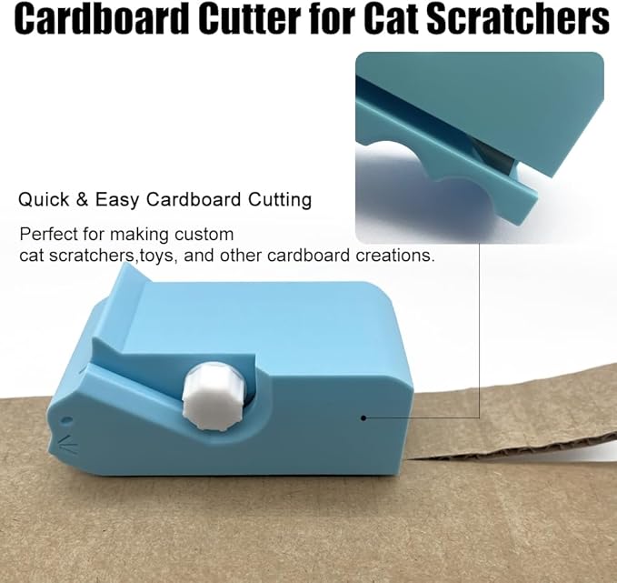 Cardboard Cutter for Cat Scratchers, Cat Scratcher Cardboard Strip Cutter with 10 Spare Blades, 3D Printed DIY Handheld Tool, Gift for Cat Lovers (Green)
