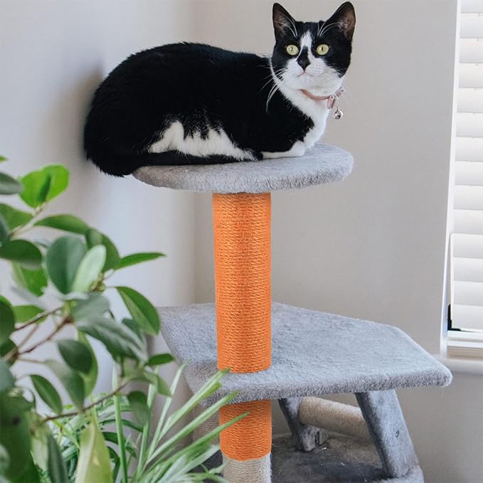 Alipis 2pcs Jute Rope Cat Scratching Posts Replacement 40cm Height X 8cm Diameter Sturdy Floor Scratcher Poles for Indoor Cats DIY Accessories
