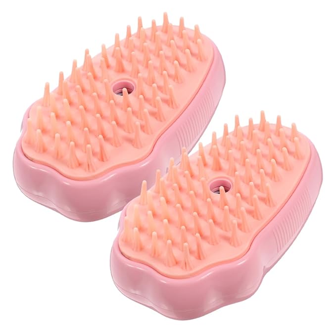 2Pcs Pet Bath Brush Steam Cat Grooming Tool for Dogs and Cats Self Cleaning Portable Massage Brush for Pet Owners with Multiple Furry Friends