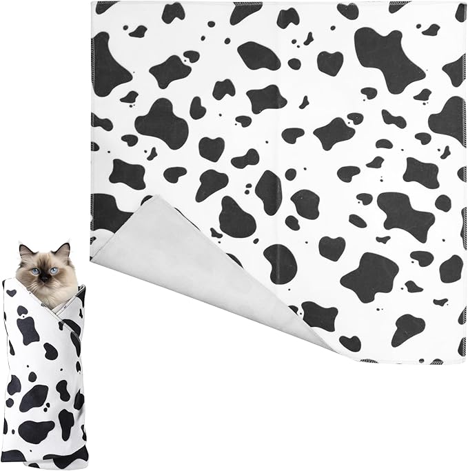 Cat Wrap for Grooming, 21.6x21.6in Soft Fabric Self-Adherent Cat Burrito Towel Restraint Wrap Anti-Bite & Anti-Scratch Cat Swaddle Wrap Washing Bag for Cutting Trimming Clipping Nails Medicine